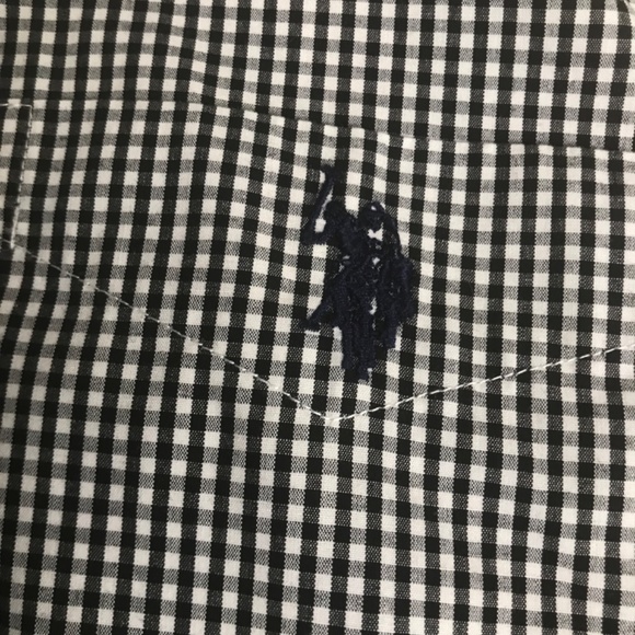 US Polo Assn. Men’s Non Iron US 15 LS 32/33 Button Down Shirt Black and White - Picture 7 of 8